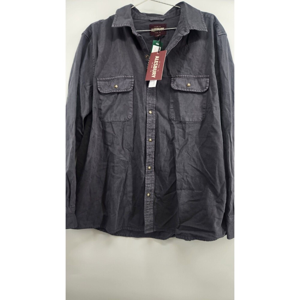 Alesbury Men's Navy Blue‎ XL Garment Dye Denim Short Sleeve Shirt NWT